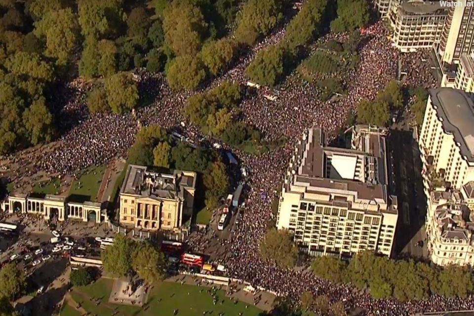 Hundreds of thousands gathered in central London for the event (Sky News)