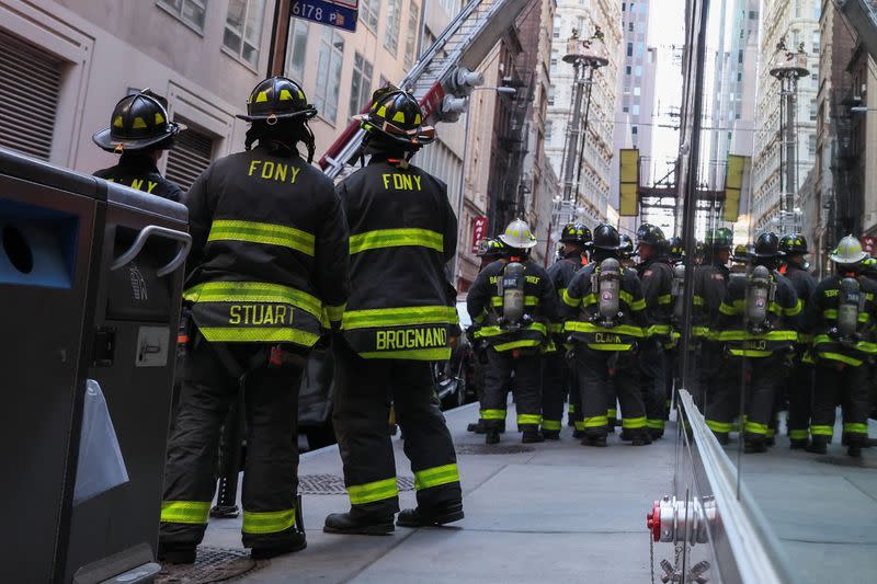 Aftermath of the collapse of a parking garage in the Manhattan borough of New York City