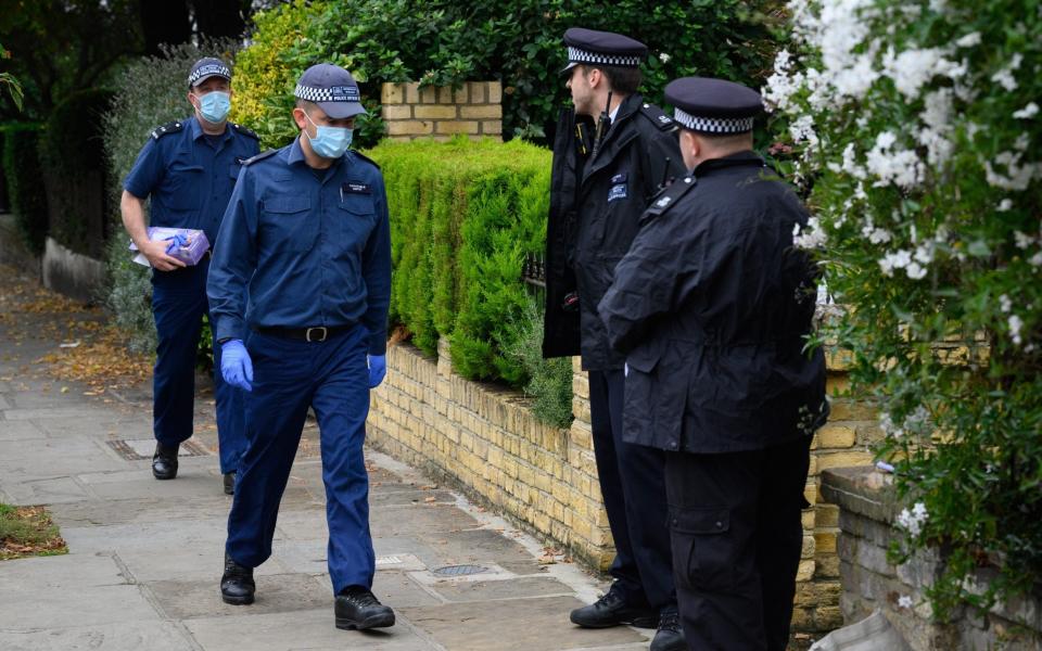 Police search a property in Kentish Town, North London, where it is reported Ali Harbi Ali had been living - Leon Neal/Getty Images