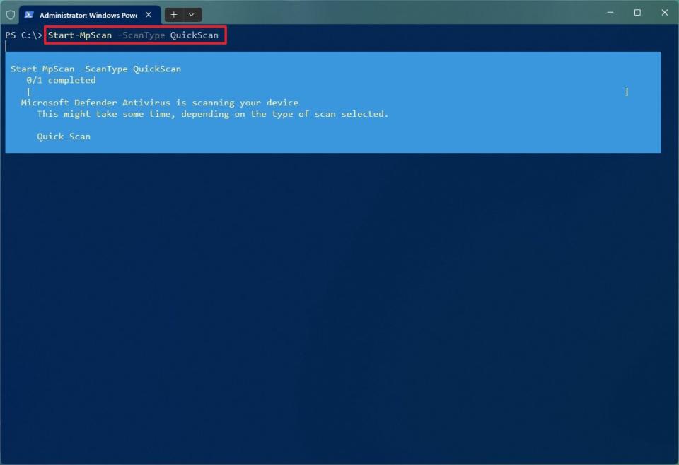 Defender quick scan command