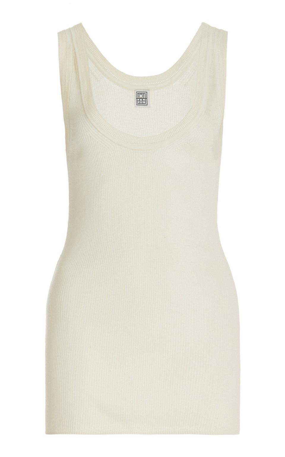 20) Ribbed Silk-Cashmere Tank Top