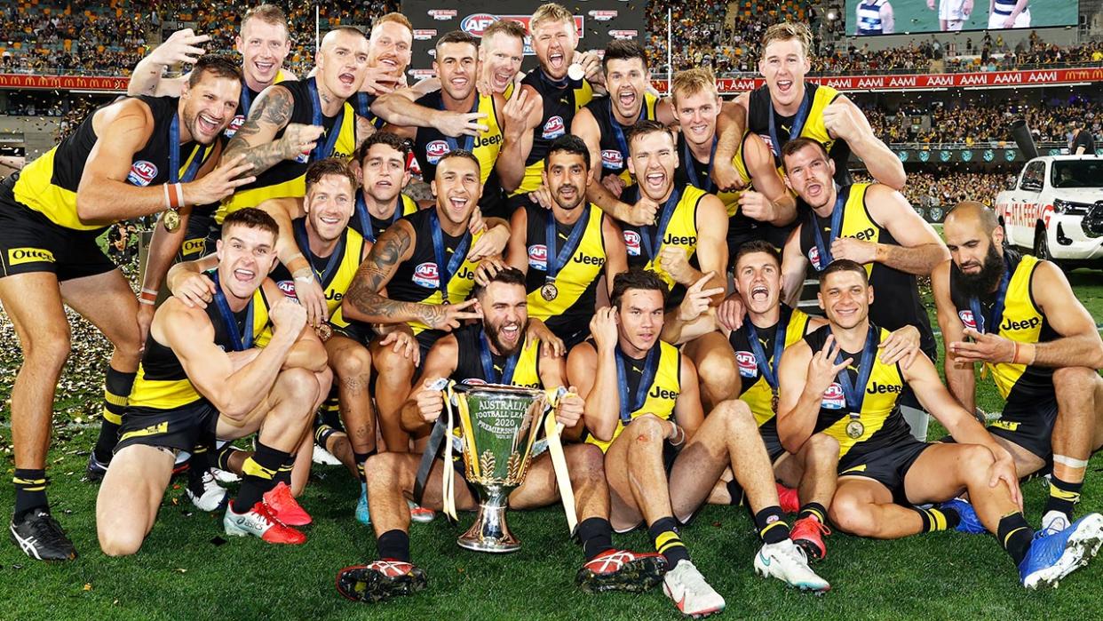 Richmond players, pictured here celebrating after winning the AFL grand final.