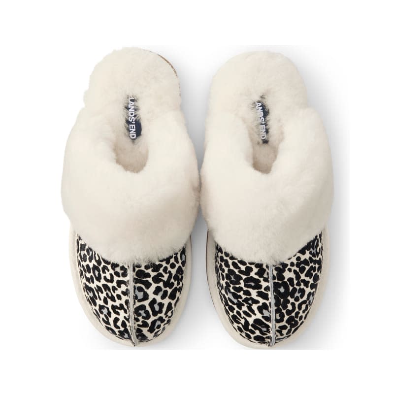 Women's Suede Leather Fuzzy Shearling Fur Scuff Slippers