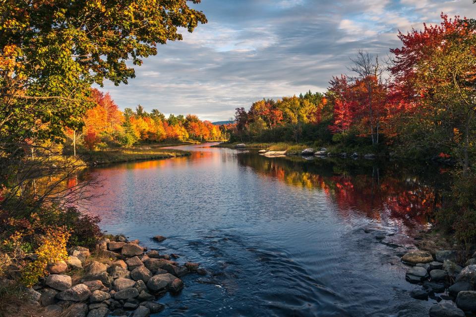 Scenic View Of Lake Against Sky During Autumn in Acadia National Park, Maine