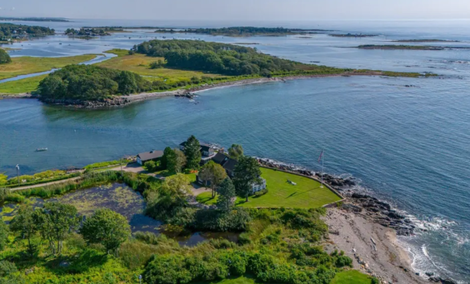 The oceanfront home at 83 Turbatts Creek is at the mouth of Turbats Creek and overlooks the Vaughn Island Preserve.