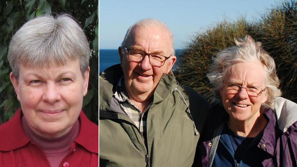 Heather Wilkinson (left) and Don and Gail Patterson (right)
