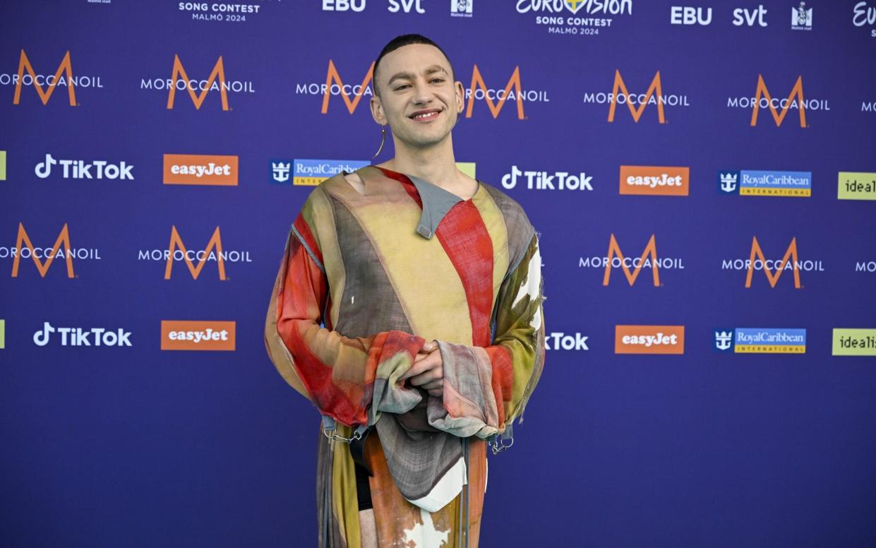 Olly Alexander representing Great Britain poses on the Turquoise Carpet before the opening ceremony for the 68th edition of the Eurovision Song Contest (ESC) at Malmo Live, in Malmo, Sweden