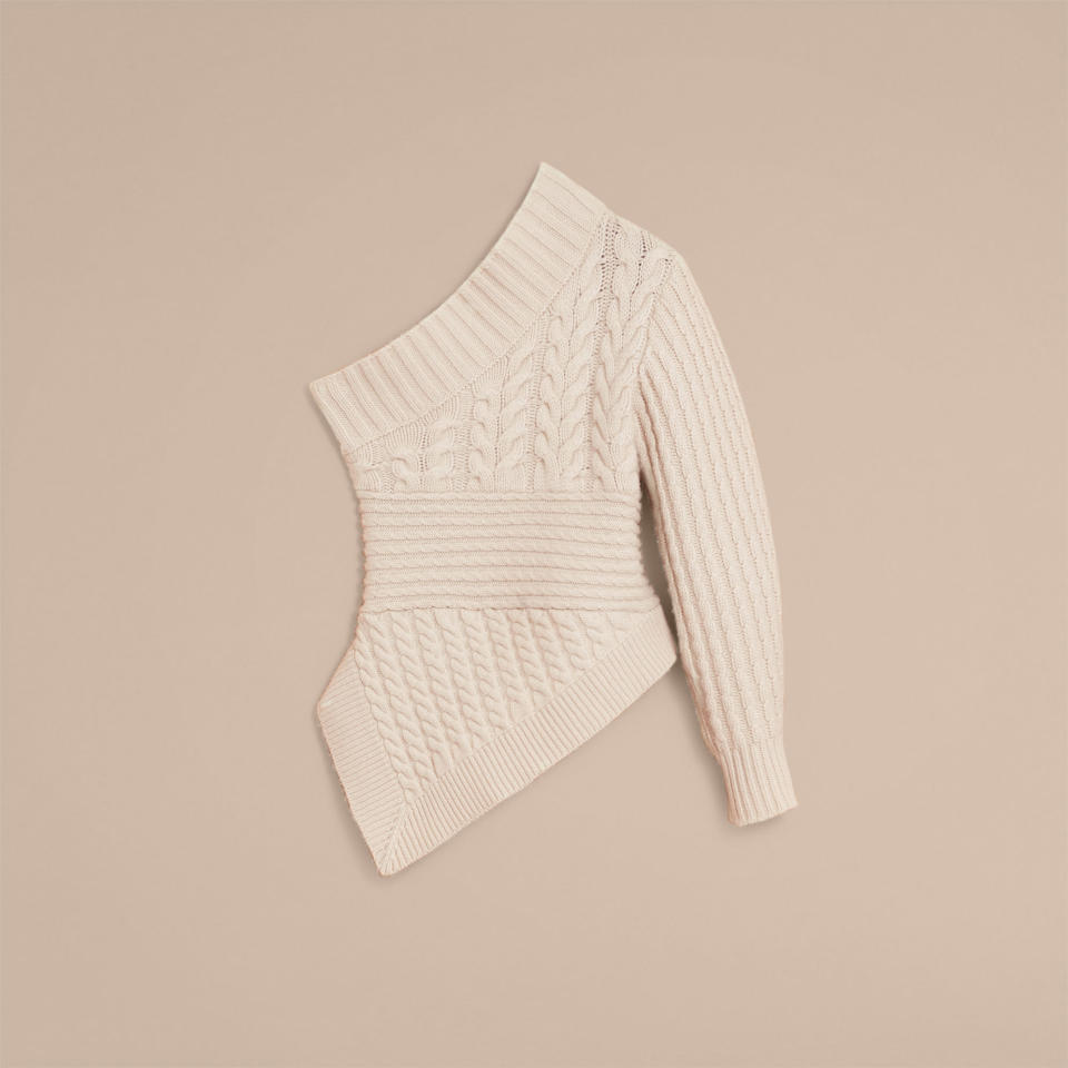 One-Shoulder Cable Knit Sweater