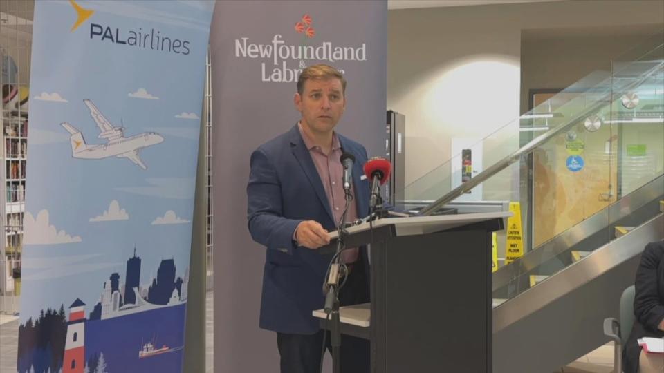 Premier Andrew Furey was in Labrador City on Friday to announce a new travel voucher.