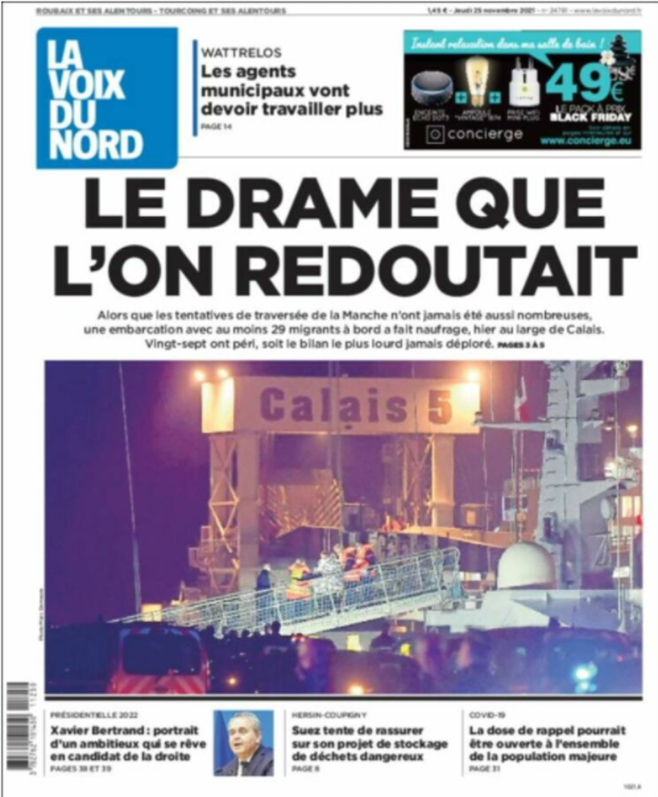 The regional paper, La voix du Nord, reported on ‘the tragedy we feared would happen’ which they described as the ‘heaviest toll ever taken’ (La voix du nord)