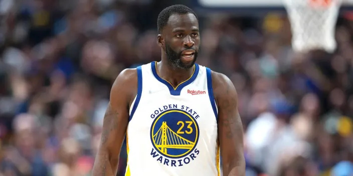 Draymond Green looks on during a Warriors game in 2022.