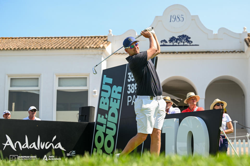Bernd Wiesberger of Cleeks GC plays his tee shot on the 10th hole during day one of LIV Golf – AndalucÌa at Real Club Valderrama on June 30, 2023 in Cadiz, Spain. (Photo by Octavio Passos/Getty Images)