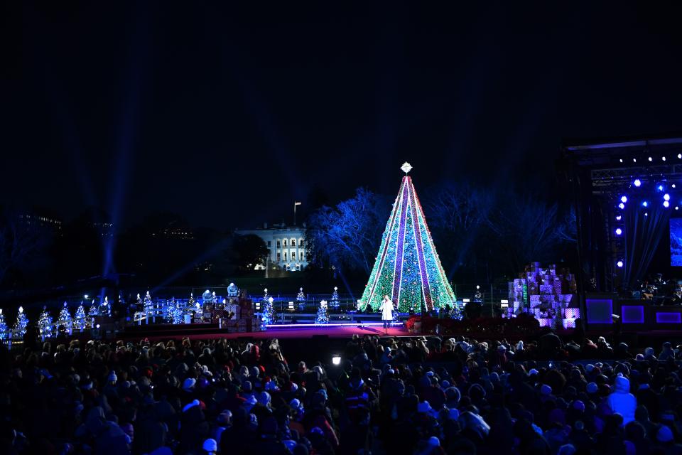 Singer Gabby Barrett performs during the lighting of the National Christmas Tree in Washington on Wednesday. (Photo: Brendan Smialowski/AFP/Getty Images)