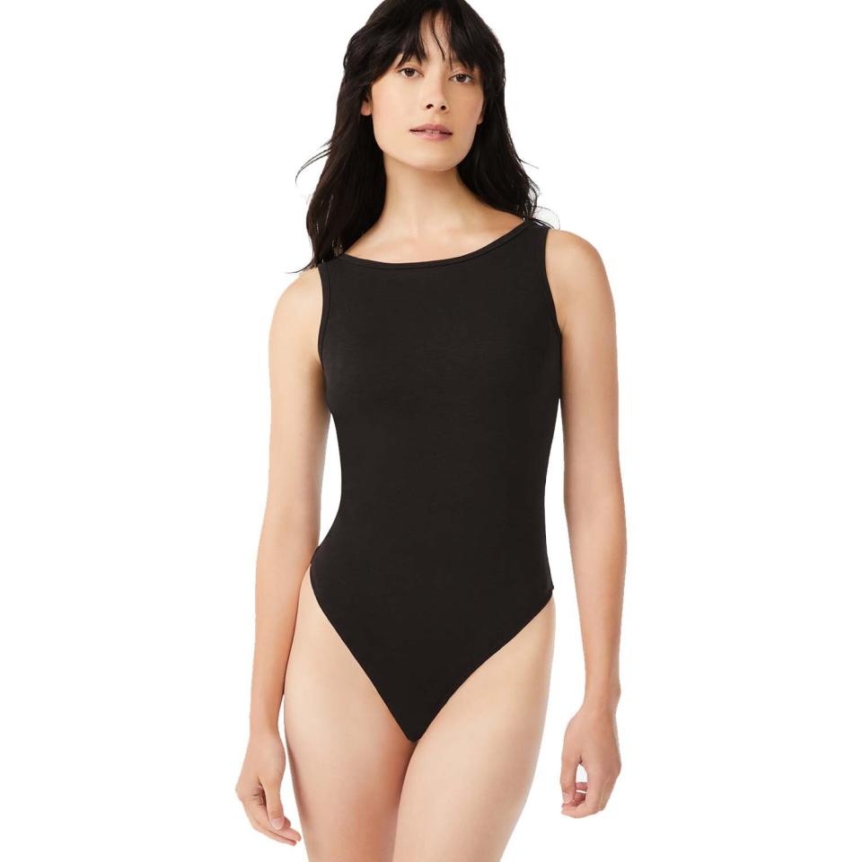 woman wearing black bodysuit