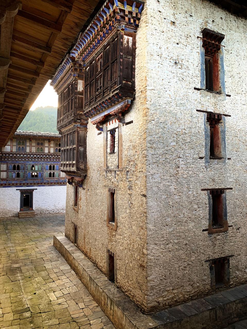 A view of the four-story utse; the sacred shrine is located on its top floor.