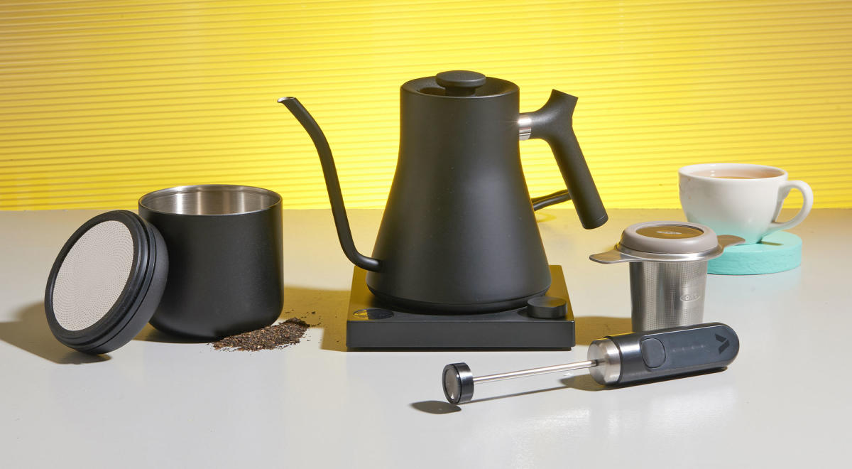 Fellow Stagg EKG Electric Kettle | Matte Black with Cherry Accents