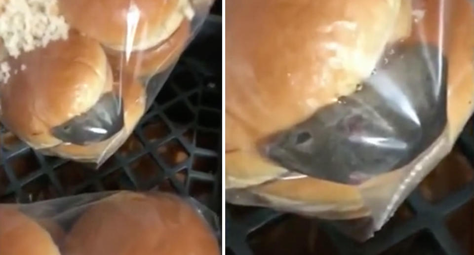 Staff were horrified to find the mouse inside the sealed bag of buns. Source: KJRH