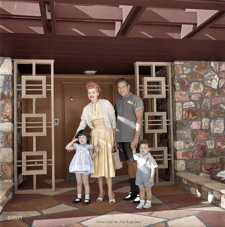 Arnaz Family at their Thunderbird Country Club home in Rancho Mirage, circa 1956, courtesy of Lucie Arnaz.
 Palm Springs Historical Society/Special to the Desert Sun
Arnaz Family at their Thunderbird home circa 1956.