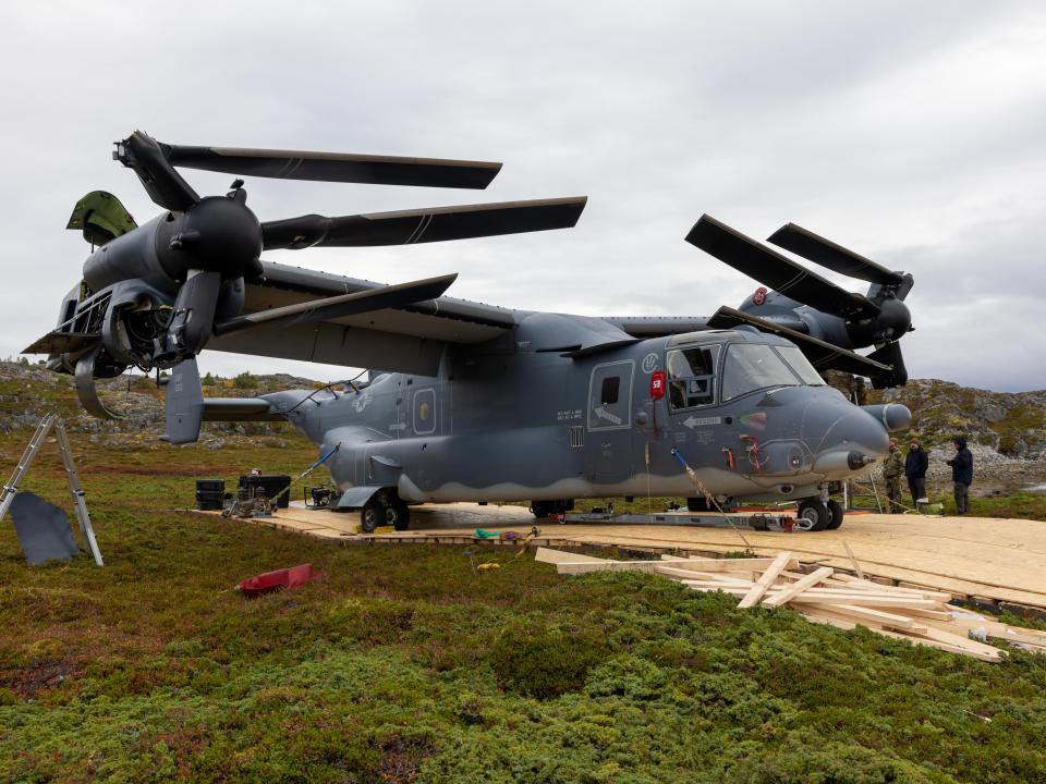 A US Air Force CV-22 Osprey at the Stongodden nature preserve in northern Norway.