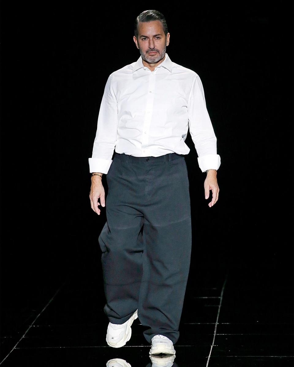 Marc Jacobs in the second of two massive fits—one before and one after his FW19 fashion show.