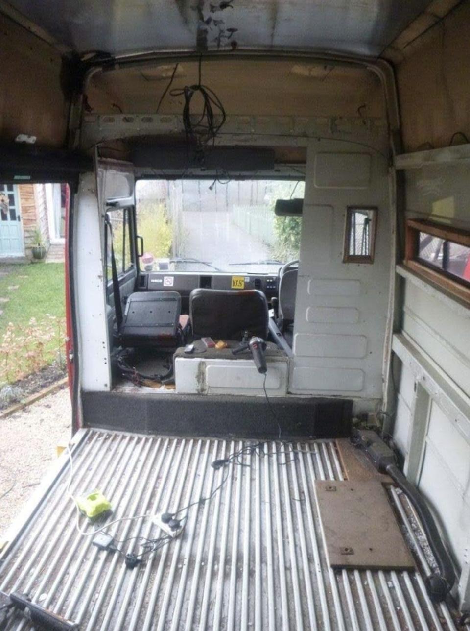 Inside Jess Branton and Dave Smith's firetruck before they converted it.