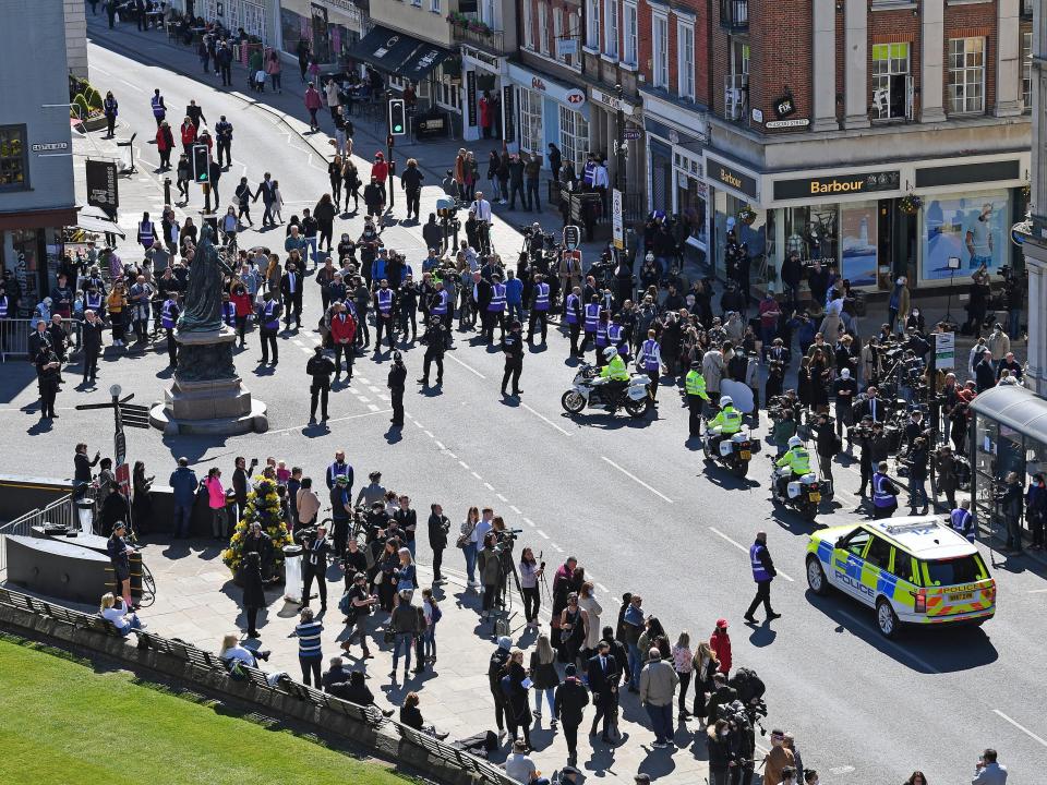 crowd gathering prince philip funeral