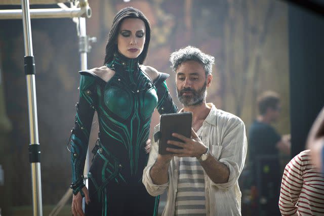 <p>Everett Collection</p> Cate Blanchett and Taika Waititi