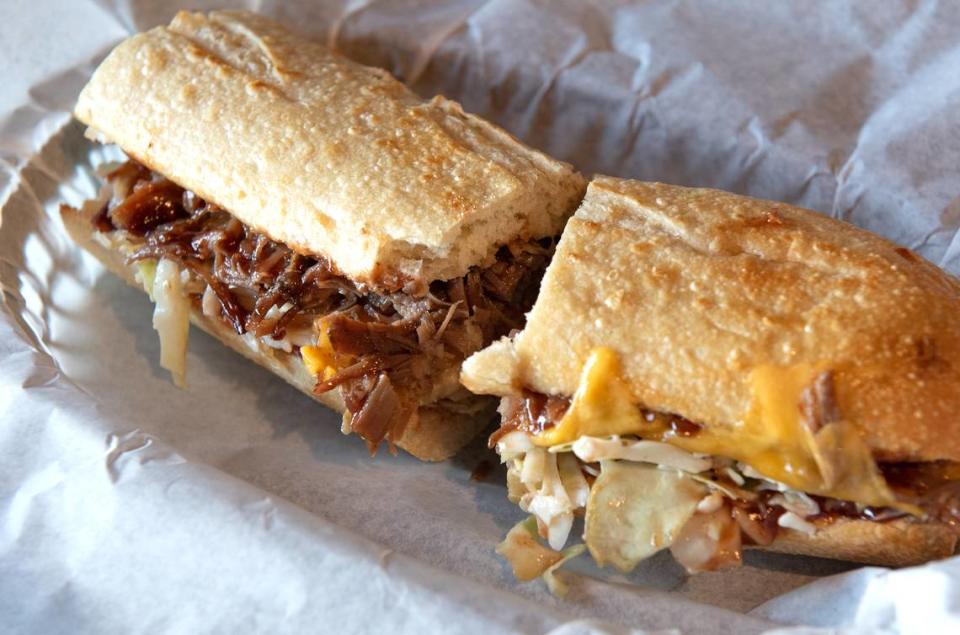 BBQ brisket sandwich at West Coast Sourdough in the Monte Vista Crossings shopping center in Turlock, Calif., Friday, March 17, 2023.