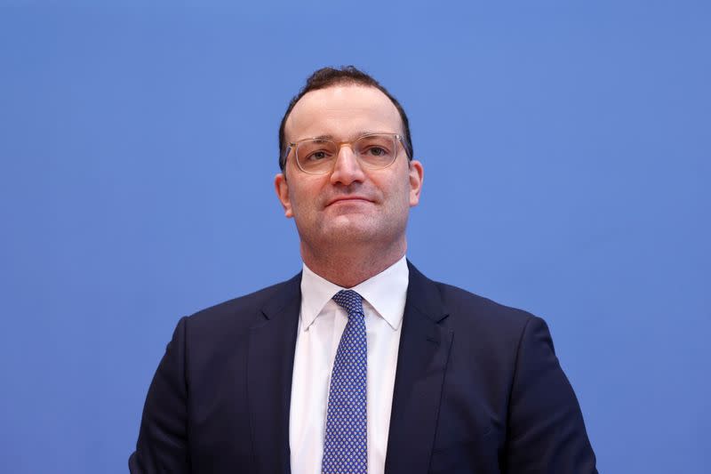 Germany's Health Minister Spahn addresses a news conference, in Berlin