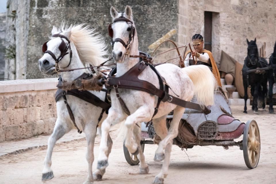 Mary Magdalene (Teyana Taylor) street-races a chariot in "The Book of Clarence."