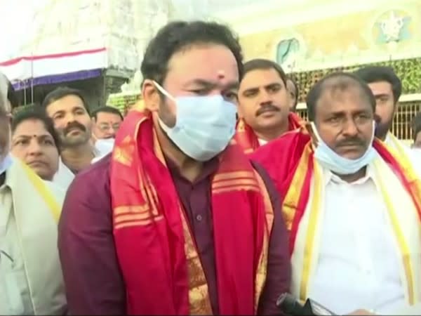 Union Tourism and Culture Minister G. Kishan Reddy in Jan Ashirwad Yatra (Photos/ANI)