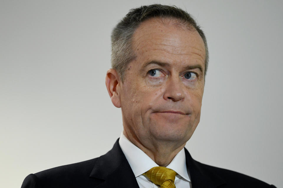 Australian Opposition Leader Bill Shorten speaks to the media at the University of Tasmania ahead of the 2019 federal election.