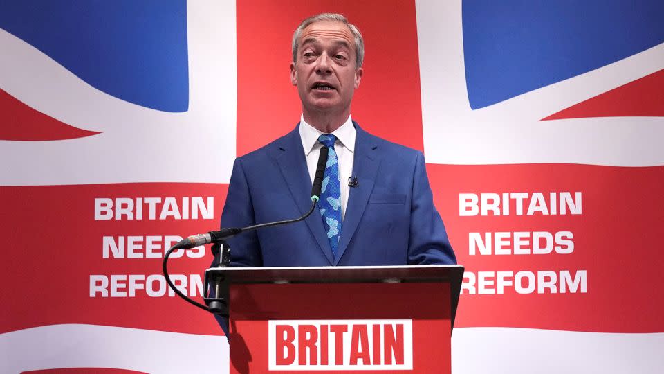 Nigel Farage, leader of the Reform UK party, speaks at a press conference in London, June 3, 2024. - Maja Smiejkowska/Reuters