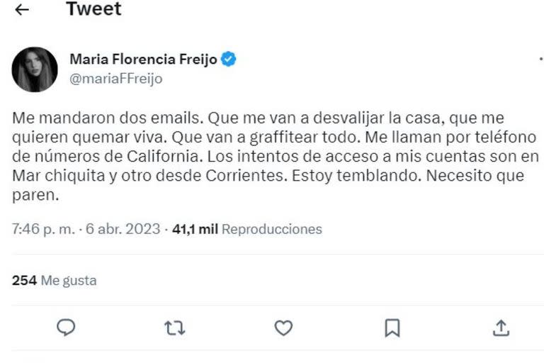 María Florencia Freijo recibió muchas amenzas luego de escribir sobre Tomás Rebord