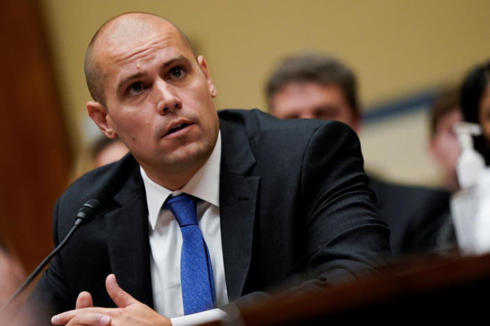 Former Navy pilot Ryan Graves testifies during House Oversight & Accountability Committee hearing.