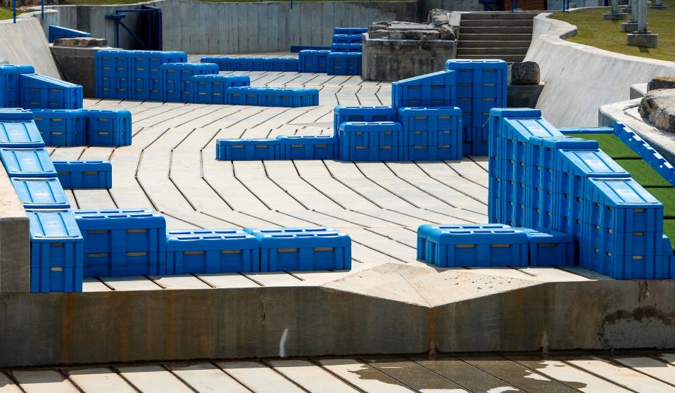 Rapid blocks in place with no water running at Montgomery Whitewater in Montgomery, Ala, on Wednesday June 7, 2023.