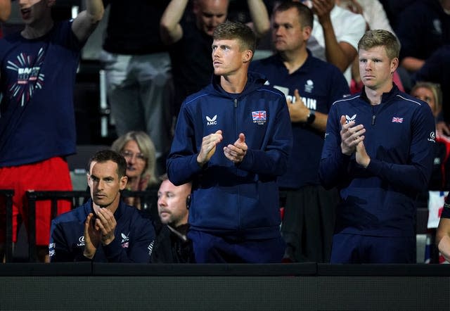 Andy Murray (left) supports from courtside