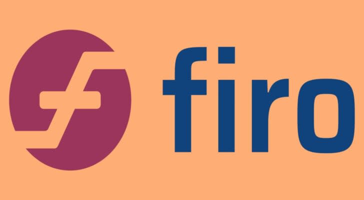 The Firo (FIRO-USD) Crypto logo on an orange background.
