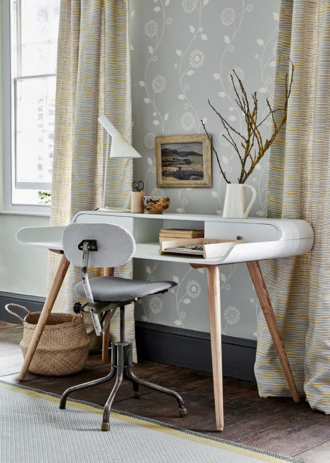 <p><strong>Vanessa says...</strong></p><p>'For this workspace in a bedroom, I have used a Cox and Cox desk which has a hole in the back of the desk for power leads, and an antique <a rel="nofollow noopener" href="https://www.ebay.co.uk/bhp/swivel-chair" target="_blank" data-ylk="slk:eBay swivel chair;elm:context_link;itc:0;sec:content-canvas" class="link ">eBay swivel chair</a> which I have reupholstered with one of my plain linen unions.'</p>