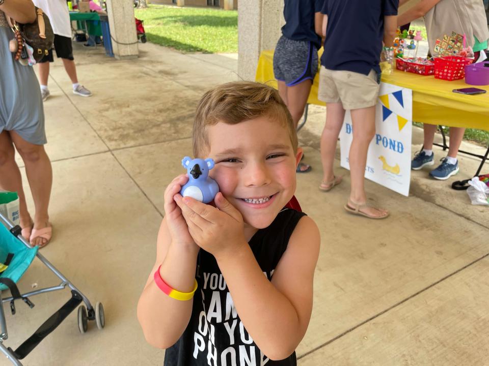 The Children’s Midway was hopping with happy kids playing carnival games. Dash Wilson, 5, won a toy duck. Karns Community Fair, July 16, 2022