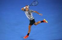 Tennis - Australian Open - Melbourne Park, Melbourne, Australia - 20/1/17 Switzerland's Roger Federer hits a shot during his Men's singles third round match against Czech Republic's Tomas Berdych. REUTERS/Jason Reed