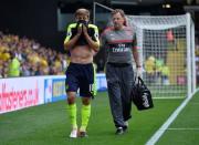 Football Soccer Britain - Watford v Arsenal - Premier League - Vicarage Road - 27/8/16 Arsenal's Nacho Monreal walks off to be substituted after sustaining an injury Reuters / Hannah McKay Livepic