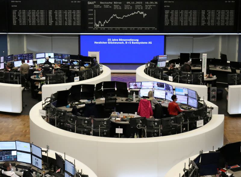 FILE PHOTO: German share price index DAX graph is pictured at the stock exchange in Frankfurt