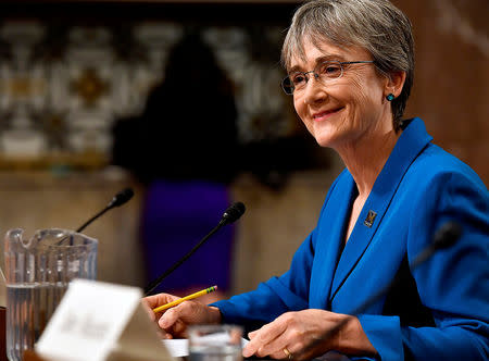 U.S. Secretary of the Air Force Nominee Heather Wilson testifies before the Senate Armed Services Committee, as a part of the confirmation process in Washington, DC, U.S. on March 30, 2017. Scott M. Ash/Courtesy U.S. Air Force/Handout via REUTERS