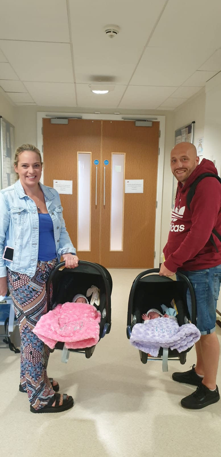 The parents of premature twins thought to be the first in the UK born with Covid-19 have spoken of their joy after they were declared fit and healthy and allowed home. Sarah Curtis, 32, and husband Aaron, 33, were horrified when tests came back and revealed Sarah was positive for Covid-19 just days before she gave birth. She was asymptomatic but felt “scared” and “annoyed” with herself as she feared she was putting the unborn twins at risk. Doctors were unsure if mothers could pass on the virus to their babies, or what its effects would be, which left them worried.

Sarah went into labour ten weeks early on July 3 but her husband Aaron couldn’t stay with her due to Covid restrictions, and welcomed 3lbs Kenna and Lissa into the world.

Doctors confirmed they were born with the killer virus, which was transferred to them via the placenta.