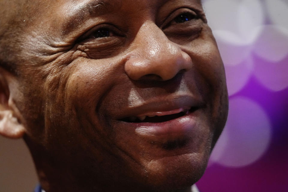 Branford Marsalis speaks during an interview with the Associated Press at the Ellis Marsalis Center at The Musician's Village in New Orleans, Tuesday, Jan. 30, 2024. Marsalis was named Tuesday as the new artistic director for the center, which is named for Branford's late father, patriarch of a family of accomplished New Orleans musicians that also includes trumpeter and composer Wynton Marsalis. (AP Photo/Gerald Herbert)