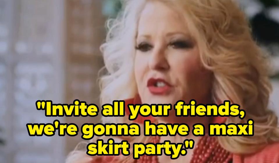DeAnne saying "invite all your friends, we're gonna have a maxi skirt party."