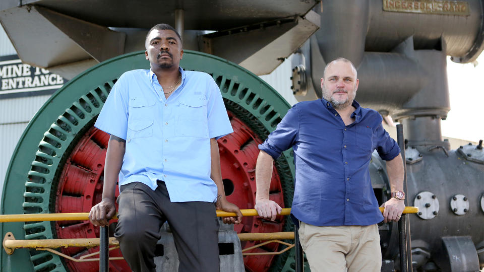Al Murray and Loyiso Gola in South Africa for Al Murray: Why Does Everyone Hate the British Empire? which reflects on the impact of the British Empire on multiple countries (Sky)