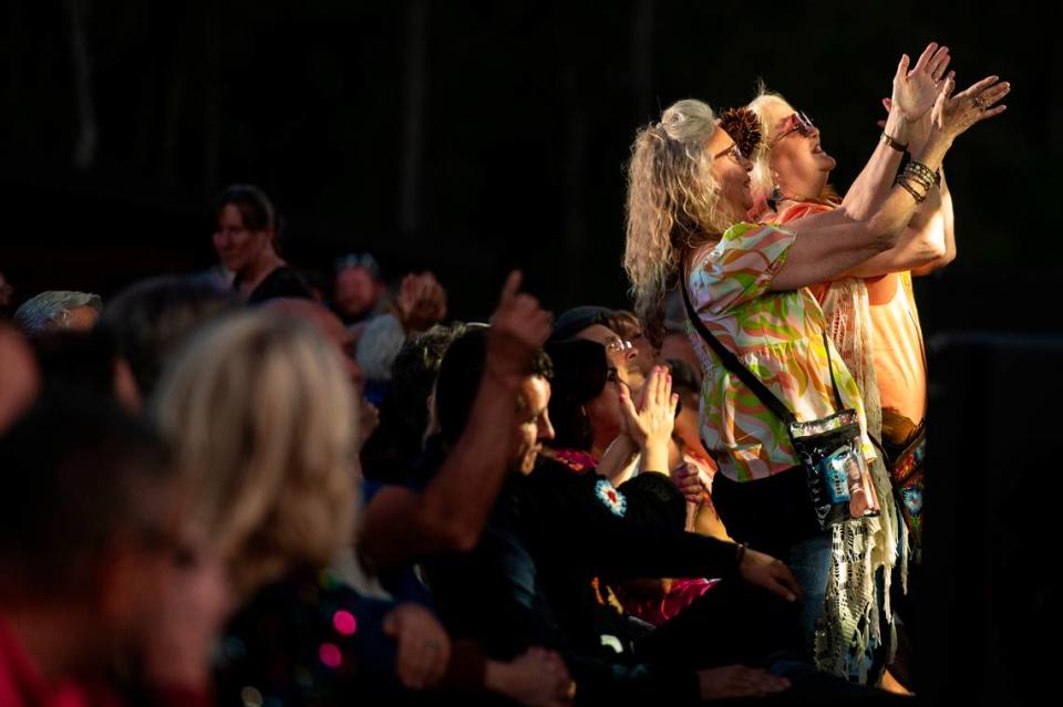 Fans dance and cheer during the KC and The Sunshine Band performance at the inaugural show at The Sound Amphitheater in Gautier on Friday, April 12, 2024. Hannah Ruhoff/Sun Herald
