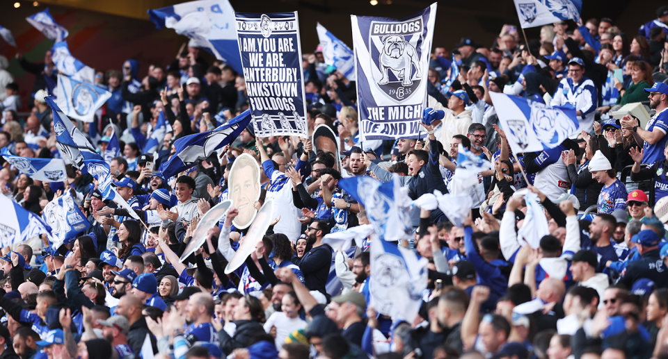 Seen here, Bulldogs supporters at an NRL game.